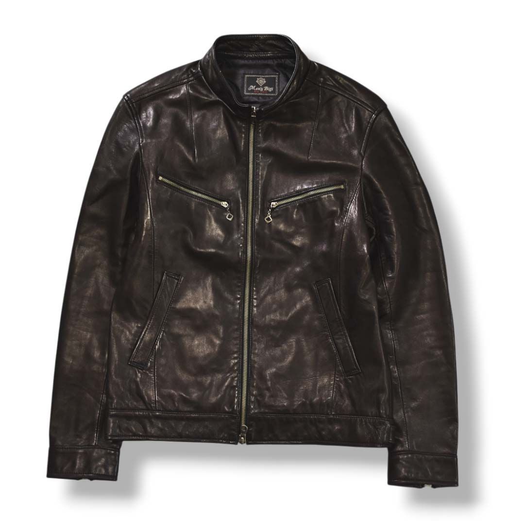 本革】 メンズビギ MENS BIGI 羊革 シングル ライダース ラム