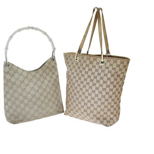 【中古】 グッチ(Gucci) バンブー 2点セット スエード，ナイロン ショルダーバッグ ブラウン 08GB339