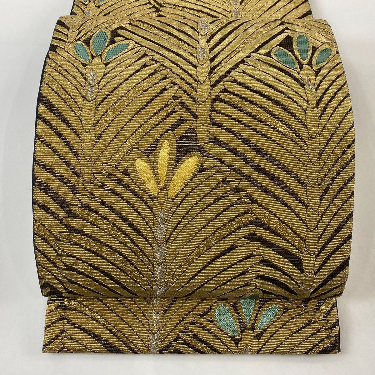 袋帯 美品 逸品 花井幸子 落款 金華山織 若松 金銀糸 箔 金色 六通 