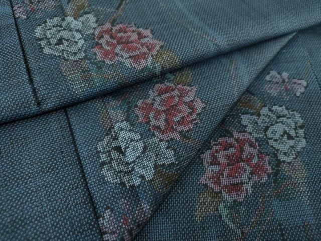 平和屋着物●本場大島紬　9マルキ　花唐草文　正絹　逸品　未使用　DAAQ3422ps 平和屋着物○本場大島紬 9マルキ 花唐草文 正絹 逸品 未使用