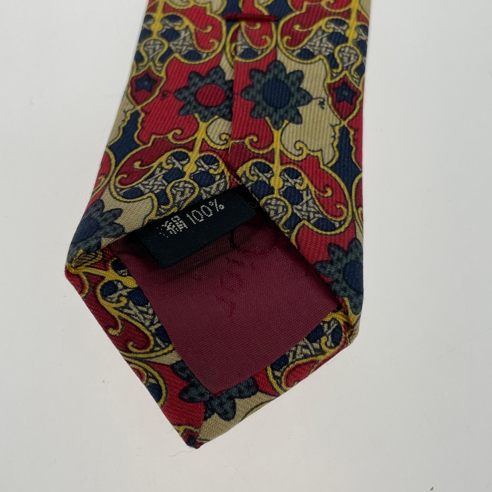 【美品】ネクタイ　クリスチャンディオール　総柄　高級　シルク　レッド 極美品】Christian Dior ディオール ネクタイ 総柄 高級シルク