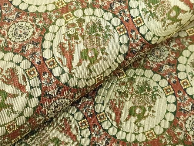 平和屋着物□極上 龍村美術織物 九寸開き名古屋帯 獅子狩文錦 逸品  