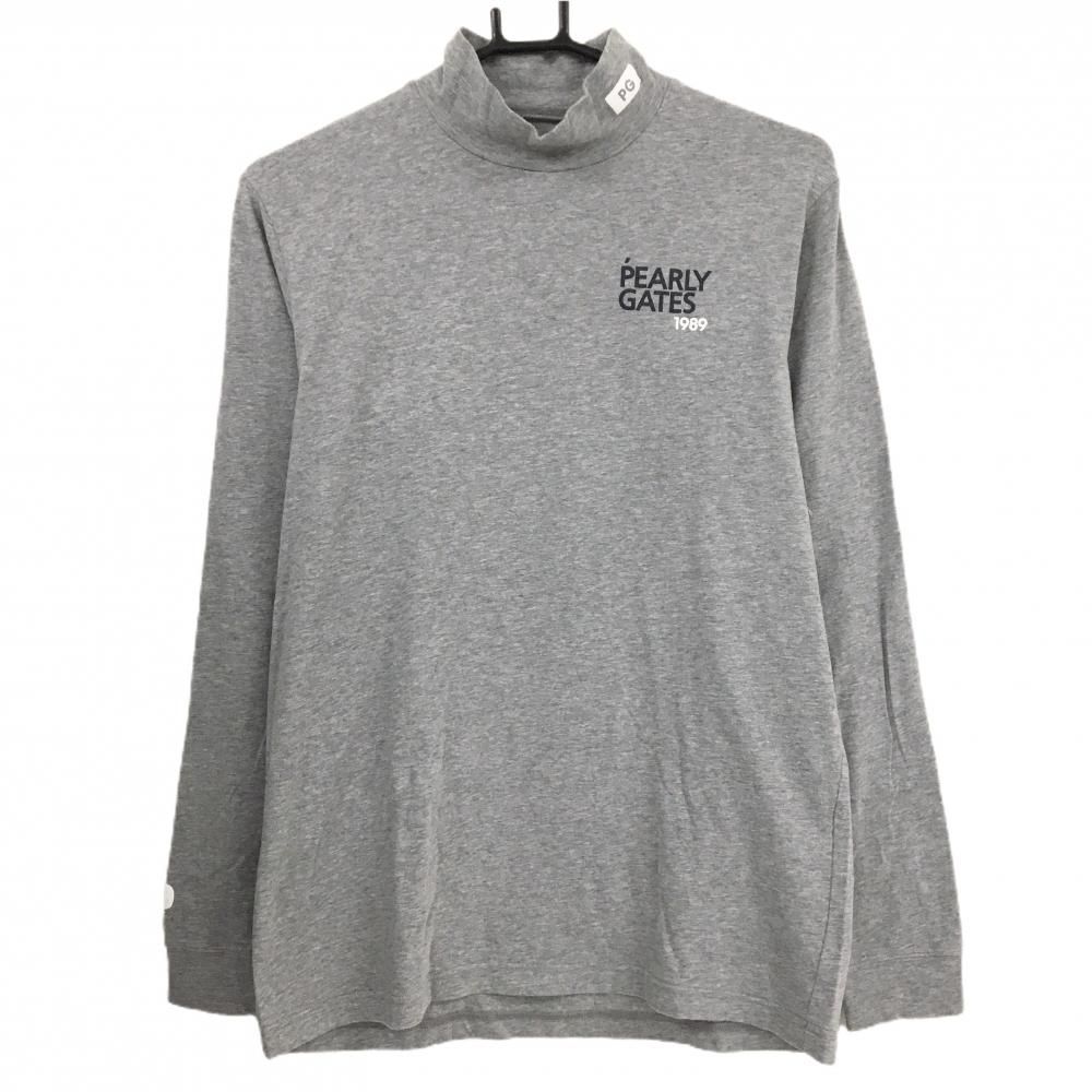 パーリーゲイツ 長袖ハイネックシャツ 杢グレー 背面プリント メンズ 5 L ゴルフウェア モデル PEARLY GATES