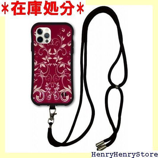 スマホショルダー付 iPhone15 ケース スマホケース i-coronケース アイフォン15互換品カバー 耐衝撃 保護 TPUケース スマホカバー リーフ柄 マゼンダ かわいい 1255