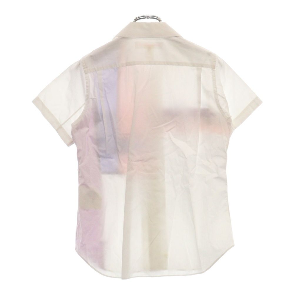 COMME des GARCONS SHIRT コムデギャルソンシャツ チェック柄 フリル切り替え 丸襟 アシンメトリー パッチワーク コットン 半袖シャツ ホワイト/ピンク レディース H17010 COMME des GARCONS SHIRT (コムデギャルソンシャツ) チェック柄 フリル