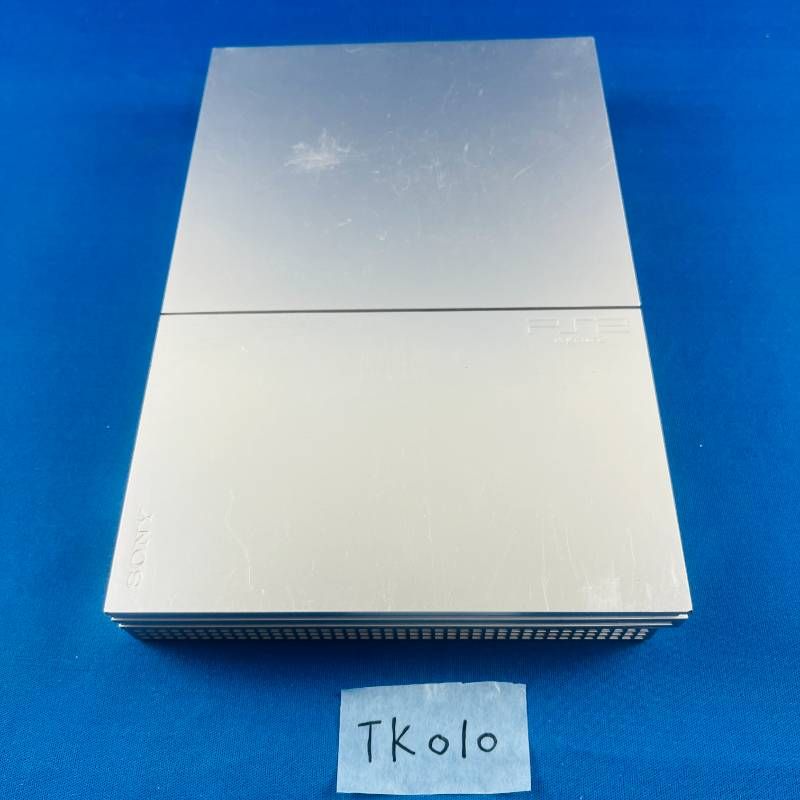 TK010 完品 すぐ遊べるセット SONY PS2 シルバー 薄型 SCPH-90000 ソニー playstation プレステ2 プレイステーション2 本体 コントローラー デュアルショック2 ケーブル類 取扱説明書 箱あり UP786_INFO