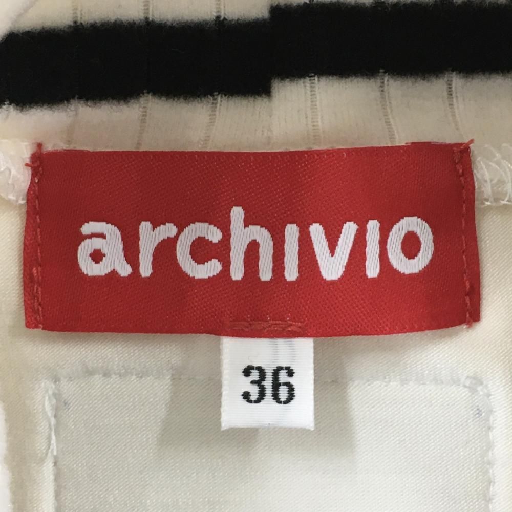 アルチビオ 長袖ハイネックシャツ 白×黒 袖 ネックボーダー 起毛素材 レディース 36 S ゴルフウェア archivio LLC-HASEGAWATOSO_COM