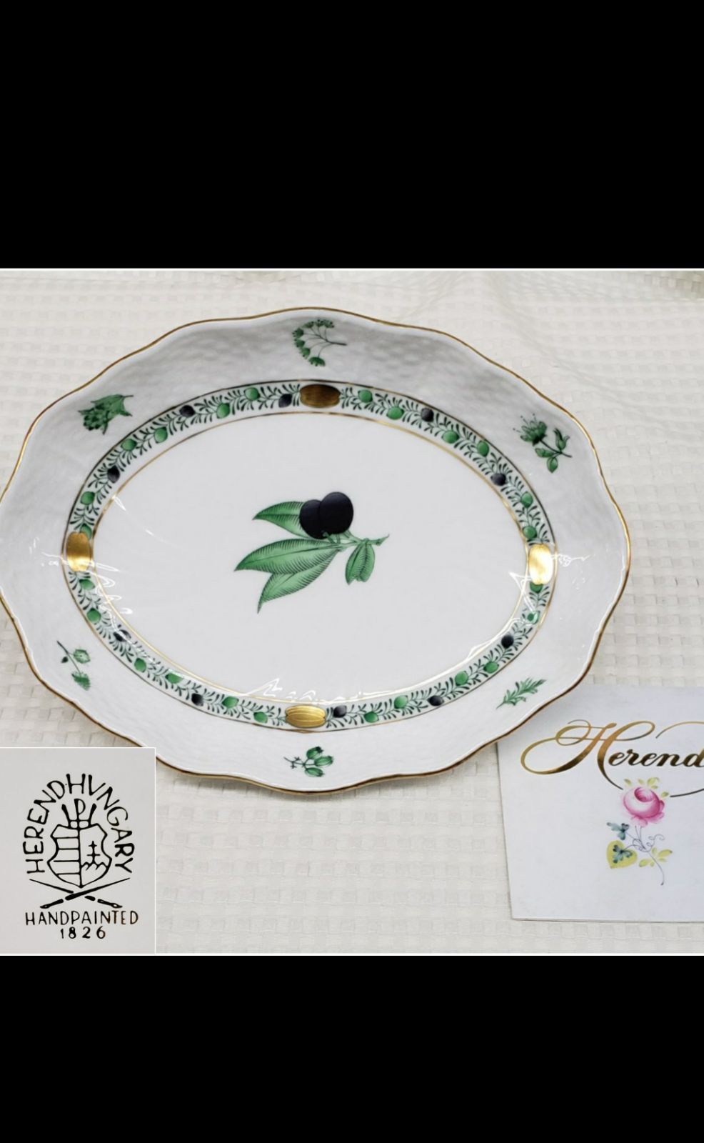 美品 HEREND ヘレンド アピシウスのハーブ プレート枚セット HEREND ヘレンド アピシウスのハーブ オーバルプレート