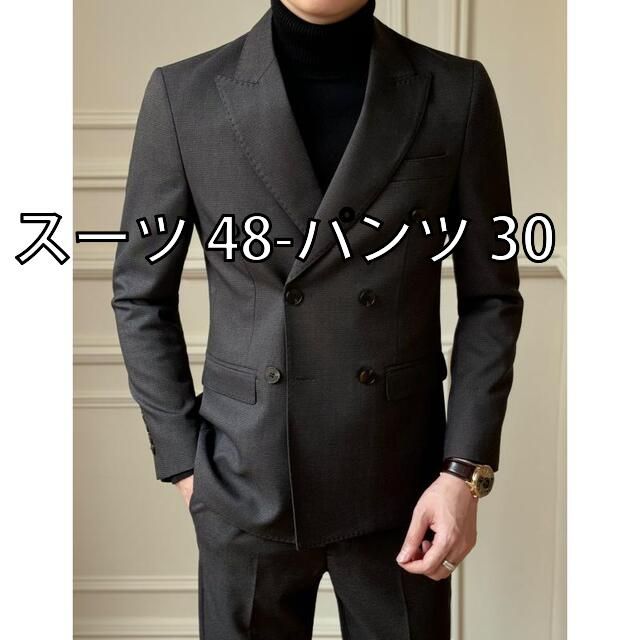 [スーツ 48-パンツ 30]秋冬 コーデ メンズ 服 シンプル ファッション オシャレ 大人 かっこいい 大きいサイズ ストリート 紳士服 ハイエンド ダブルブレスト スーツ ビジネス ツーピース ジャケット アウター