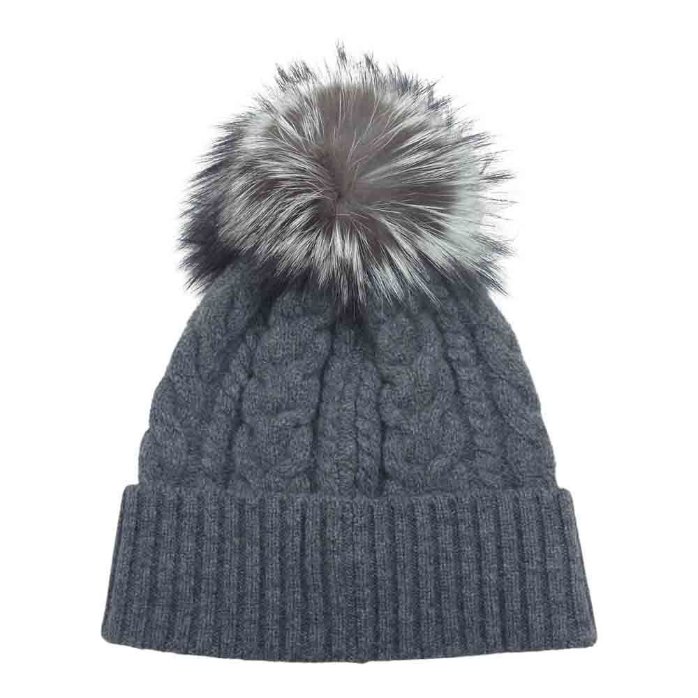 美品！モンクレールニット帽子ボンボン（グレー） MONCLER - 【国内正規品】モンクレール MONCLER ニットキャップ