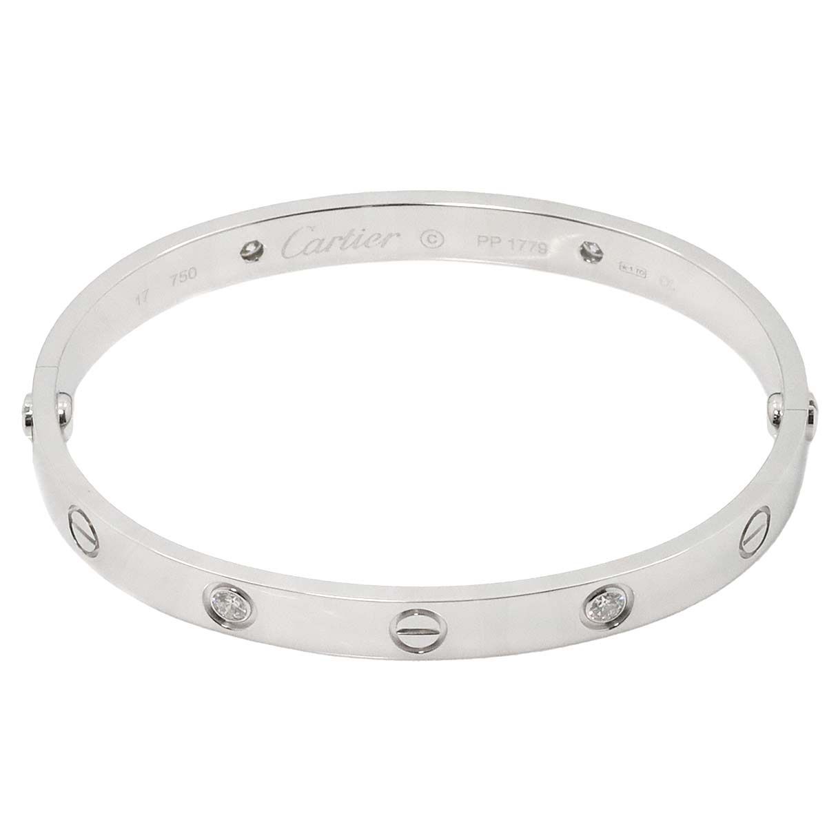 カルティエ Cartier ラブ ブレス ハーフ ダイヤ 4P #17 K18 WG 750 ブレスレット バングル Love Bracelet  90253038 - メルカリ