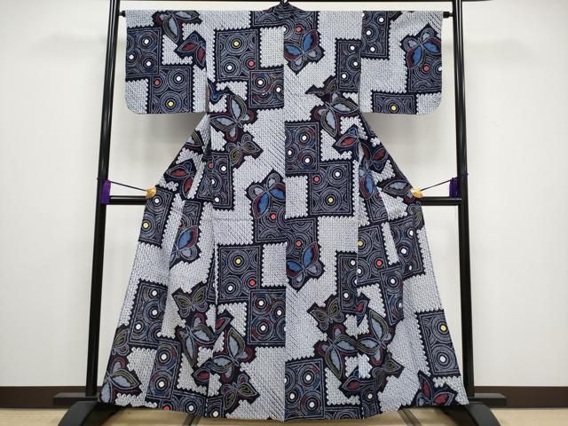 平和屋着物 上 夏物 浴衣 有松鳴海絞り 舞蝶文 綿 CYAA3253s5