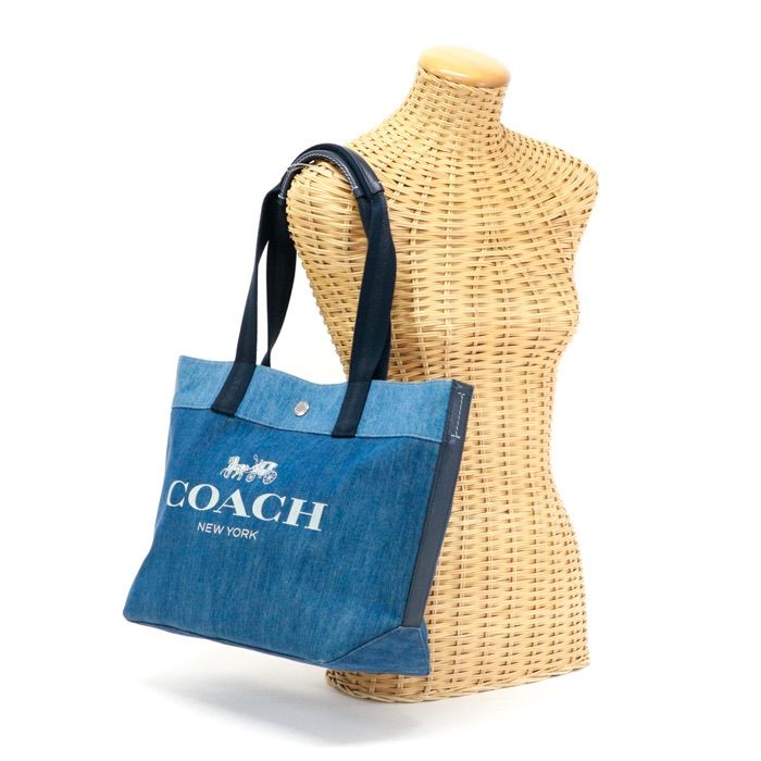 COACH トートバッグ デニムブルー キャンバス Brandol / COACH コーチ トートバッグ ロゴ キャンバス デニム