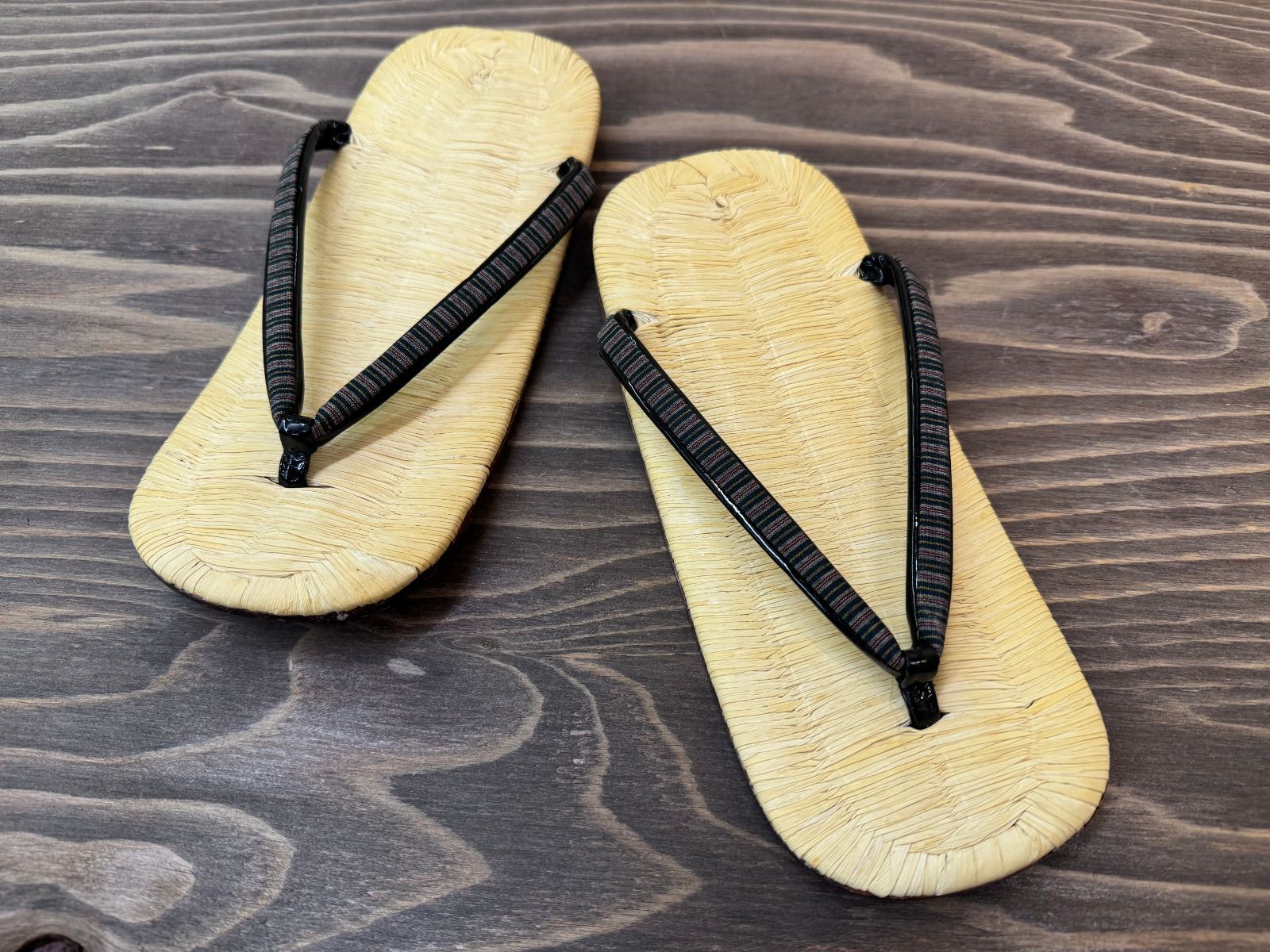 男草履 本畳表雪駄 縞鼻緒 三角 テクタ 金具