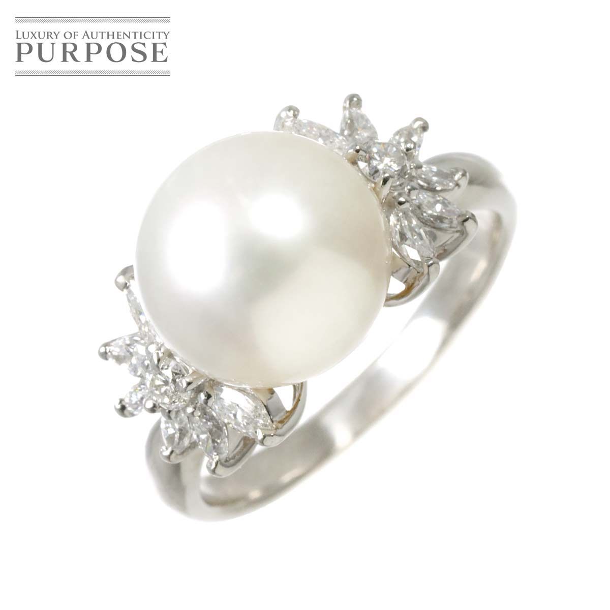 リング 16号 白蝶真珠 11.0mm ダイヤ 0.64ct Pt プラチナ パール 指輪 South Sea pearl Ring 90275456