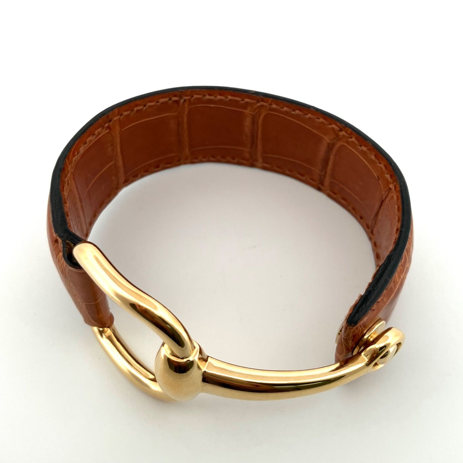 【美品・GUCCI】ホースビット バングル ブレスレット ゴールド×ブラウン 美品・GUCCI】ホースビット バングル ブレスレット ゴールド