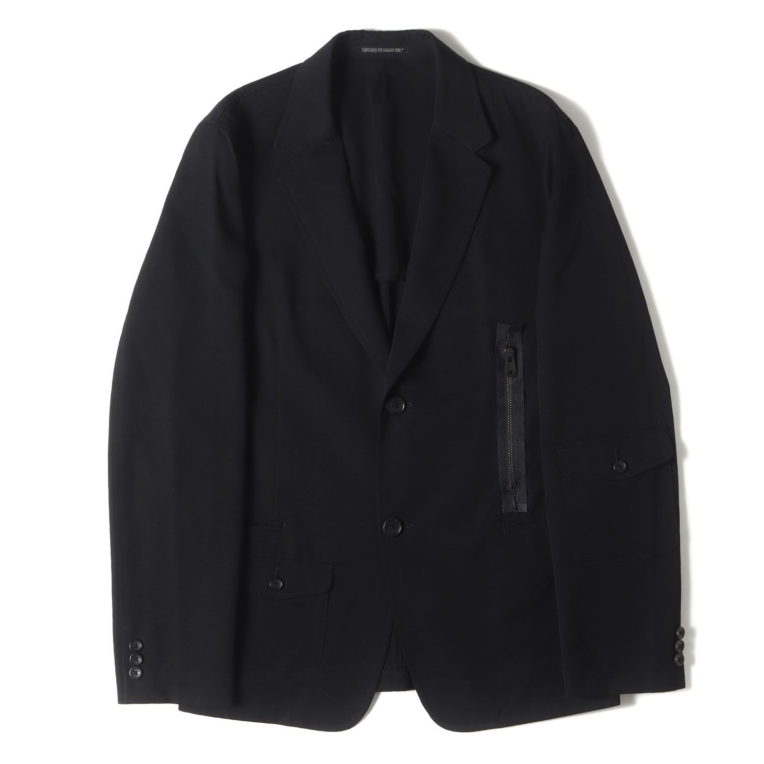 Yohji Yamamoto ヨウジヤマモト ジャケット サイズ 3 | デザイン ウール ギャバ 2B テーラード ジャケット HD-J51-100 | ブラック 黒 | アウター ブレザー 上着 メンズ