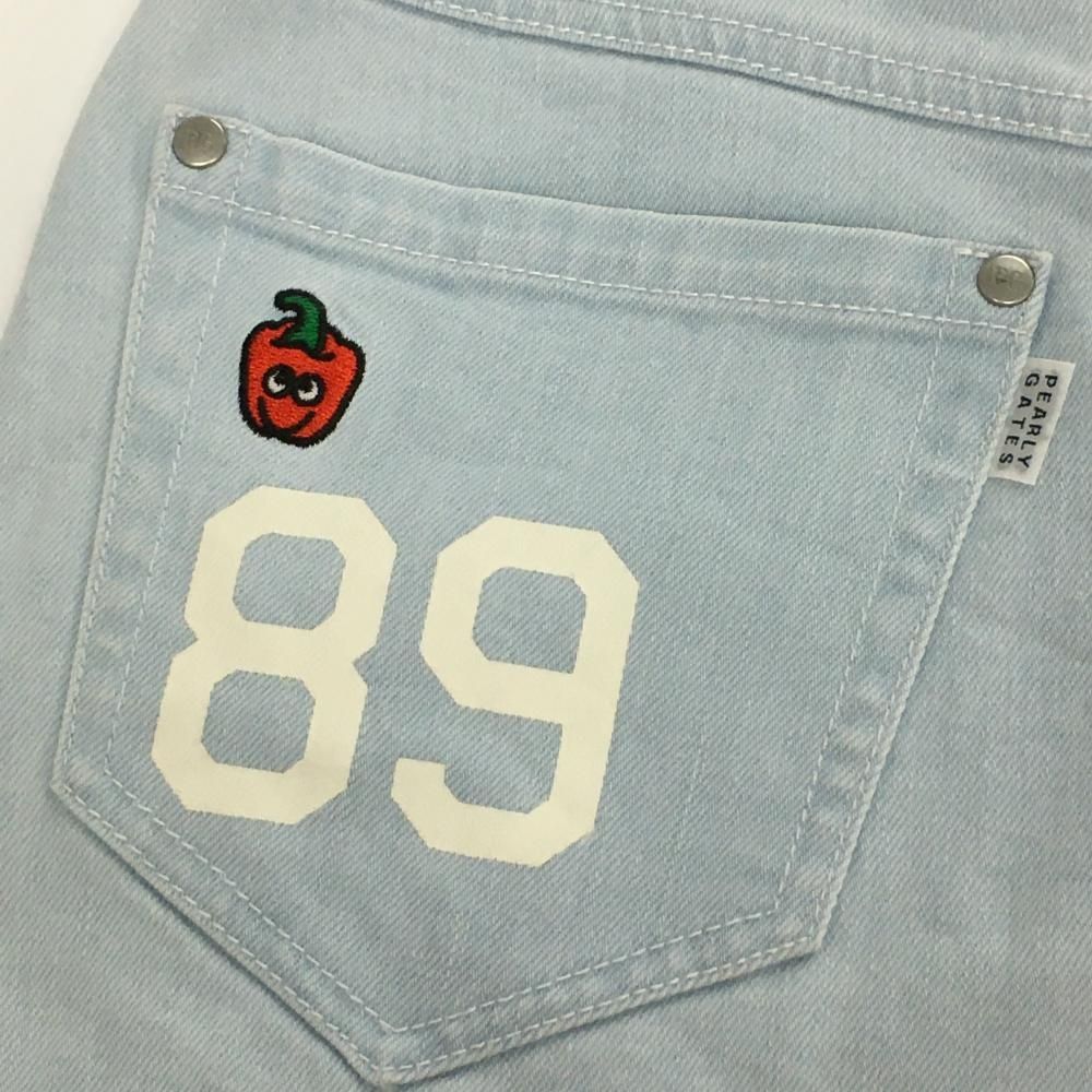 PEARLY GATES 新品未使用 デニム レディース ゴルフウェア 0 PEARLY GATES パーリーゲイツ デニムパンツ ネイビー×白 ニコ