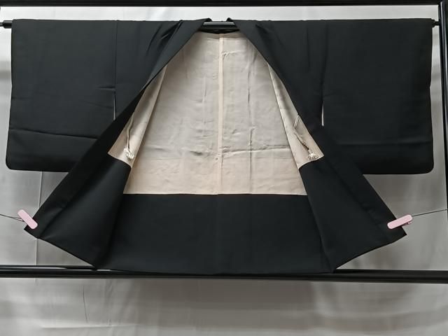 平和屋着物＃羽織 総刺繍 枝花文 黒地 正絹 逸品 CAAT5929id