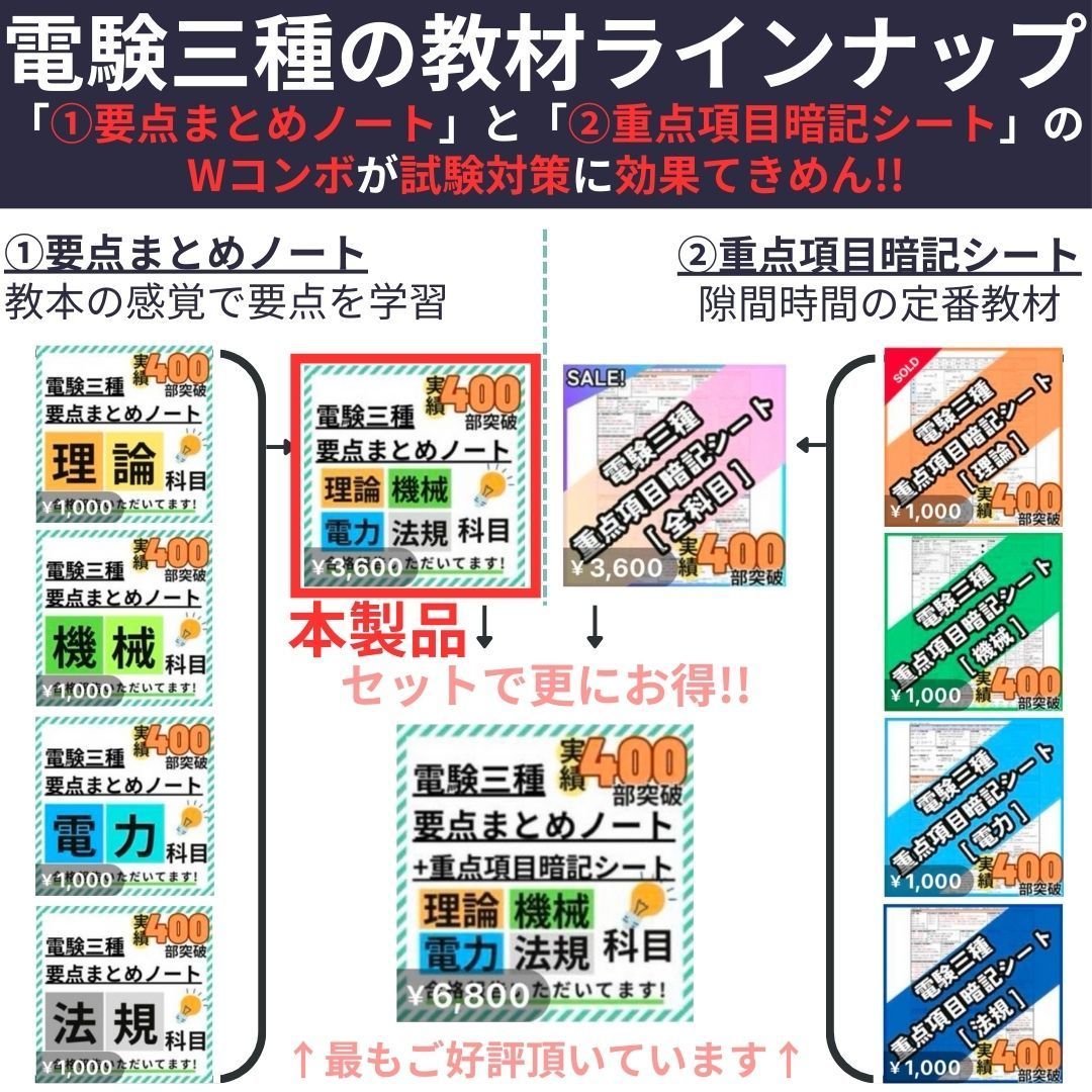 3月試験に間合う 電験三種 フルカラー暗記シート+ ノート（全