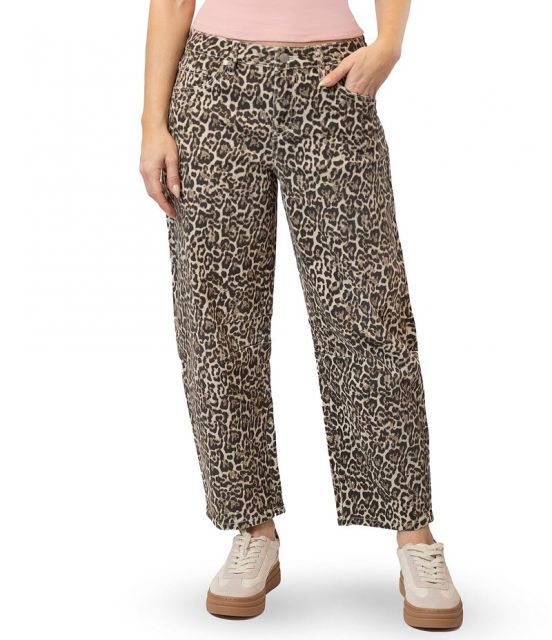 【送料無料】 スティーブ マデン レディース デニムパンツ ボトムス Stevie By Steve Madden Leopard Print Barrel Jeans Coffee Liqueur