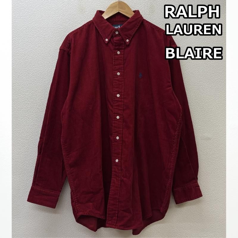 RALPHLAUREN ラルフローレン シャツ ブラウス 長袖 90年代 ビンテージ 中国製 BLAIRE ブ ー オーバーサイズ コーデュロイ ボタンダウン 長袖 シャツ 赤 レッド