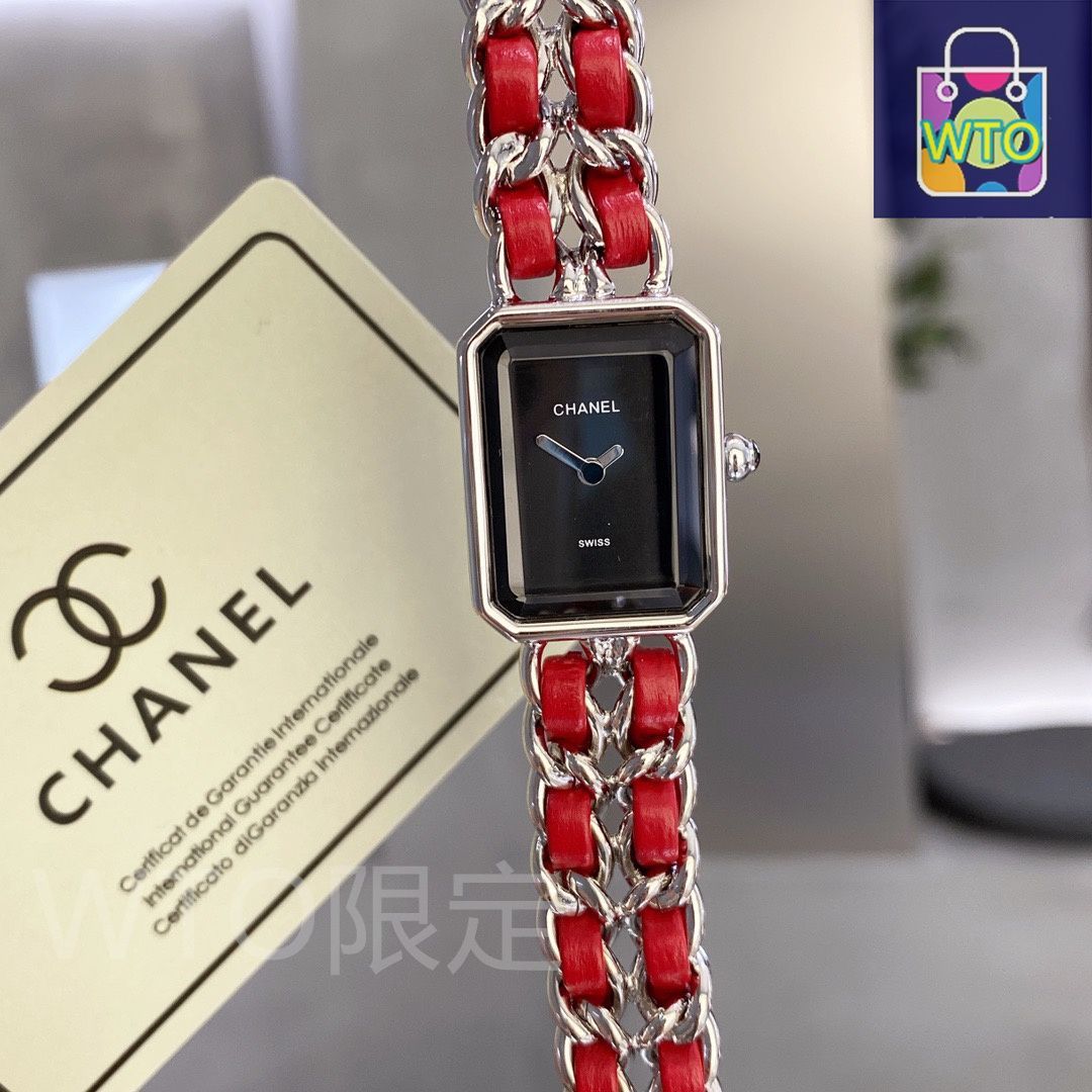 CHANEL ブラックレザー スクエア時計 CHANEL 腕時計 ブラックレザー - メルカリ