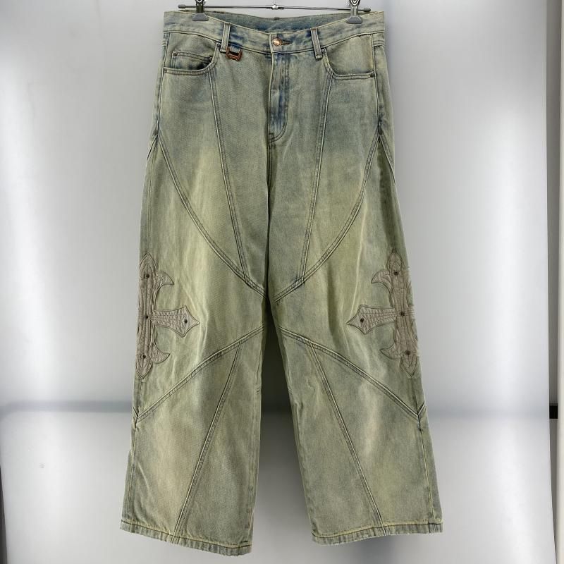 中古】SUPPLIER SUPPLIER Cross Leather Patch Baggy Pants