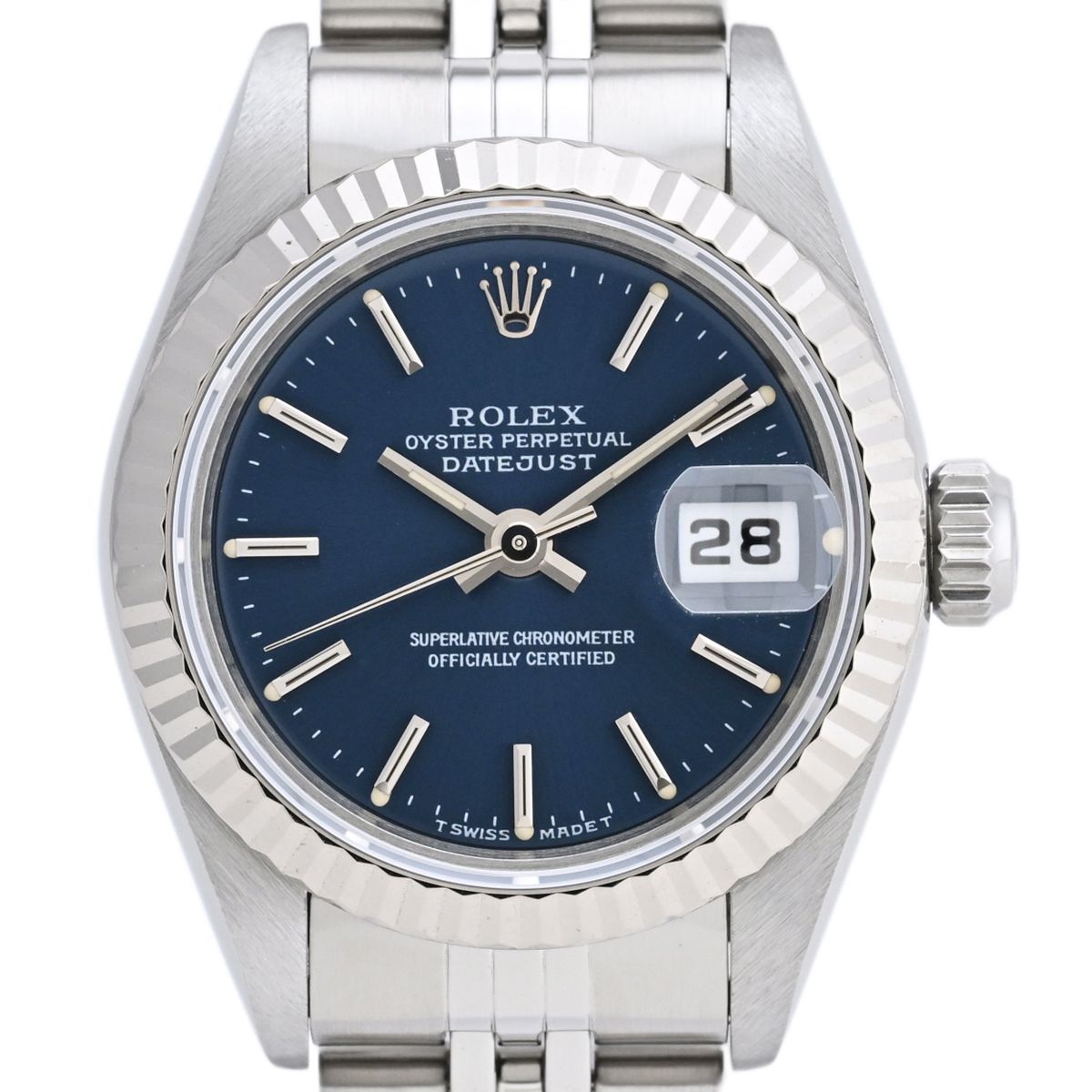 ロレックス ROLEX デイトジャスト 69174 腕時計 SS WG 自動巻き ブルー ...