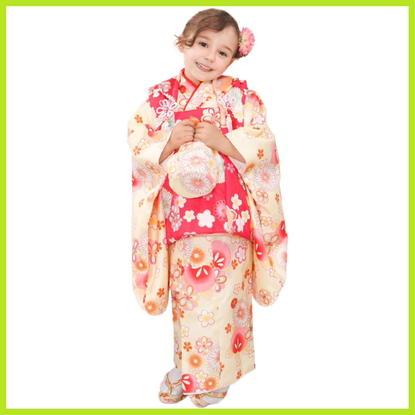 被布 小物 セット フルセット 着物 753 女の子 華やか 3歳 C 七五三