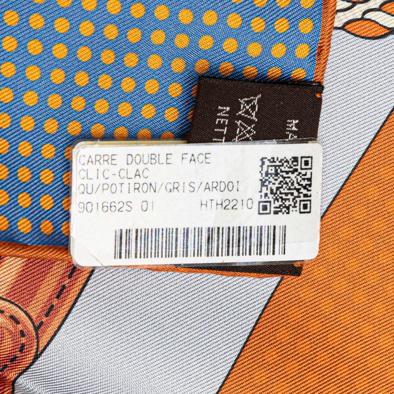 エルメス カレ90 Clic-Clac クリッククラック ディップダイ ブルー