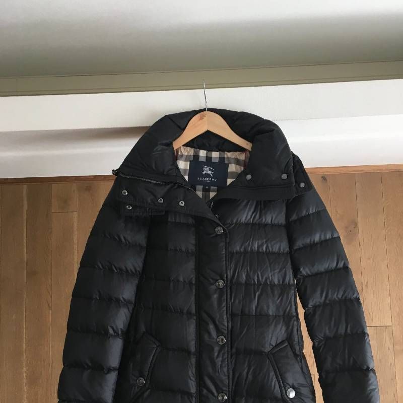 極美品 バーバリー ロンドン 裏地チェック フード ファー ダウン