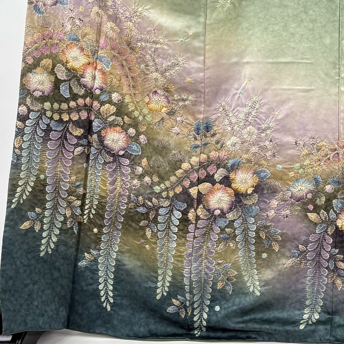 訪問着 身丈170cm 裄丈67.5cm L 袷 落款 辻が花 金通し 金彩 緑 正絹