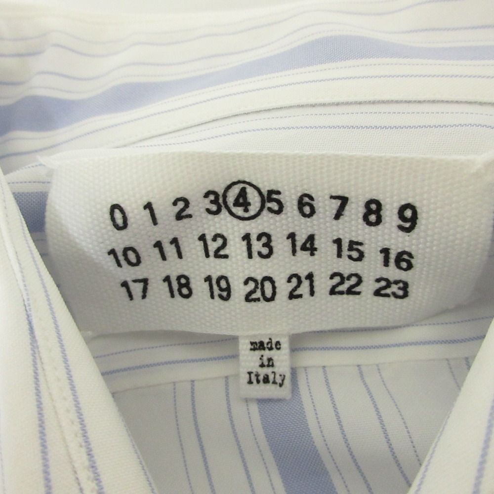 美品 クリーニング済 21SS Maison Margiela4 メゾンマルジェラ4 インサイドアウト ストライプ シャツ 36 ブルー×ホワイト レディース 古着 中古 美品 クリーニング済 21SS Maison Margiela4 メゾンマルジェラ4