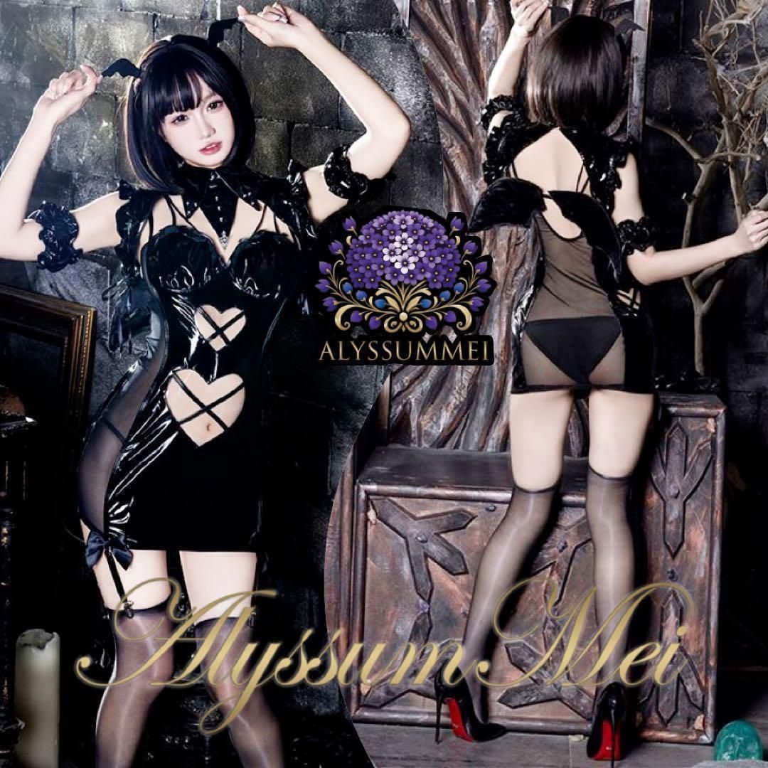 小悪魔カチューシャ&羽付きセクシーエナメル小悪魔サキュバス