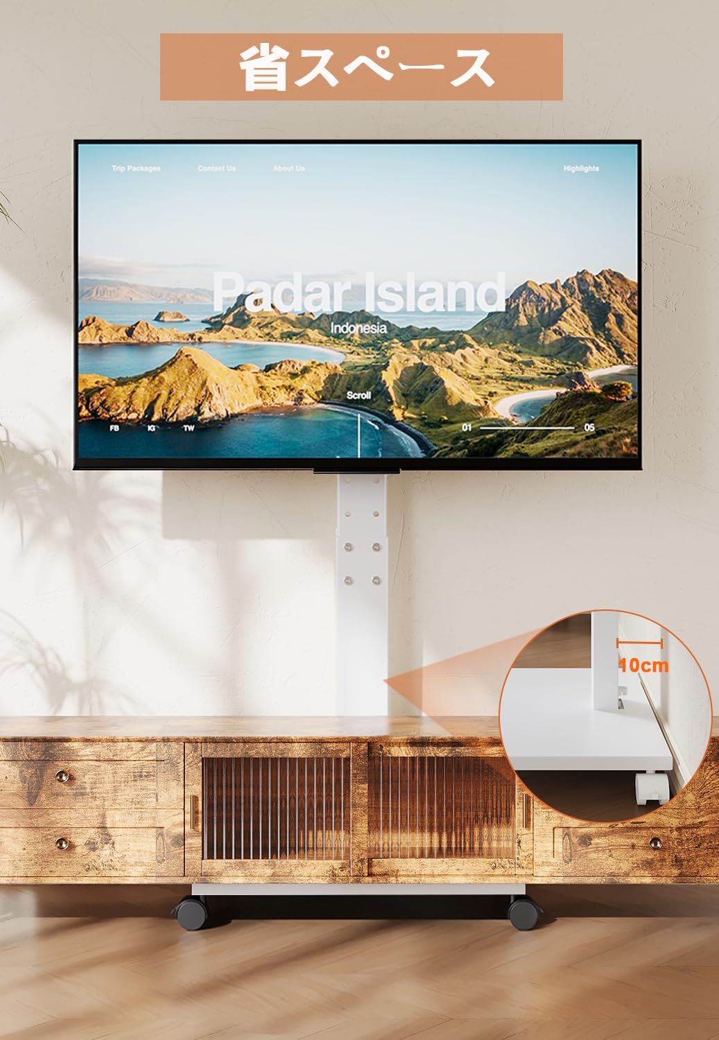 壁寄せ tvスタンド キャスター付き ハイタイプ 移動式 tv stand テレビ台 テレビスタンド 壁掛け 横向き 縦向きローテーション VESA 幅 100-600mm 高さ 100-400mm Neothm 荷重 50kg 高さ調節 左右± WWW_OLIVIERBERNSTEIN_COM