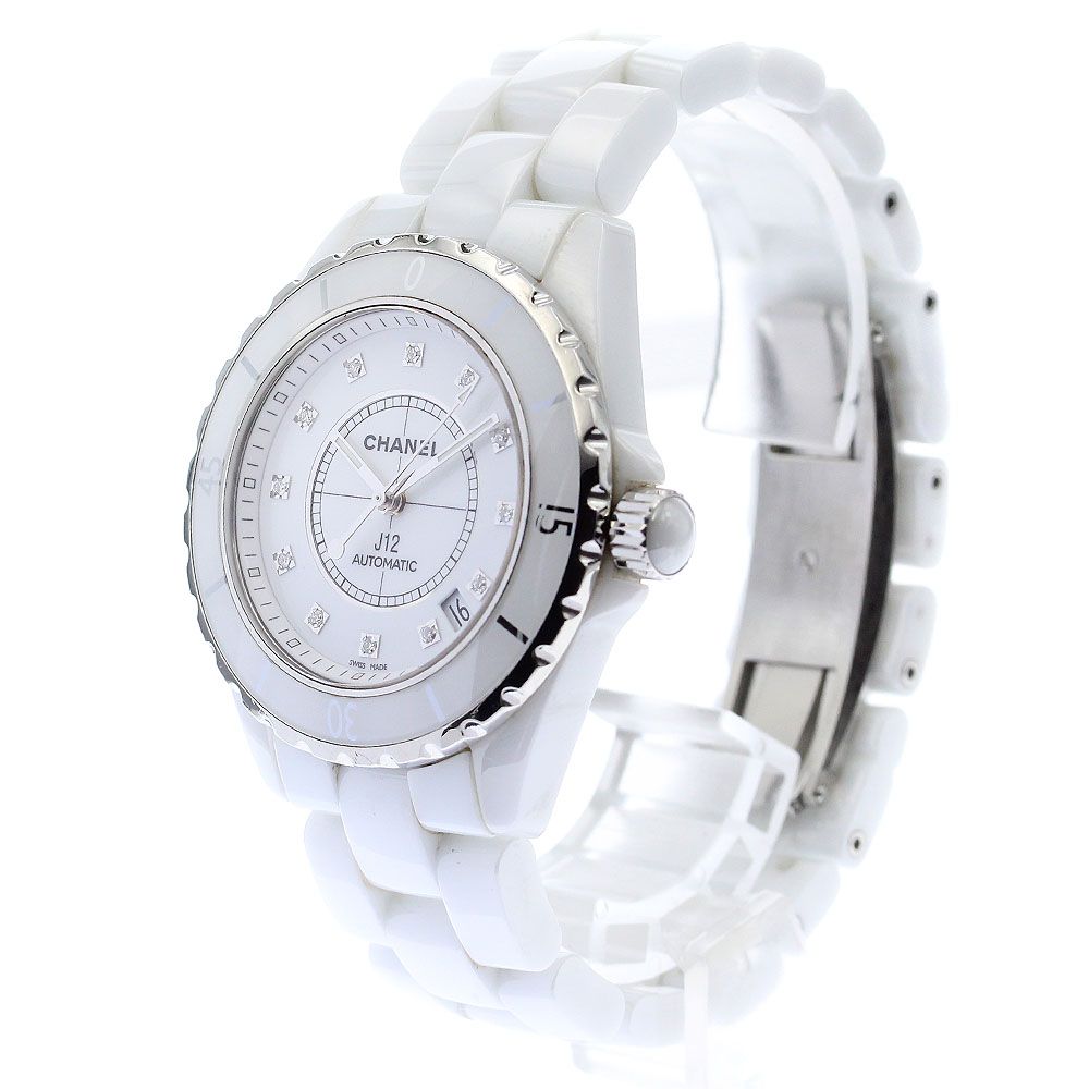 珍しい  シャネル CHANEL H1629 J12 38mm 白セラミック 12Pダイヤ J12
