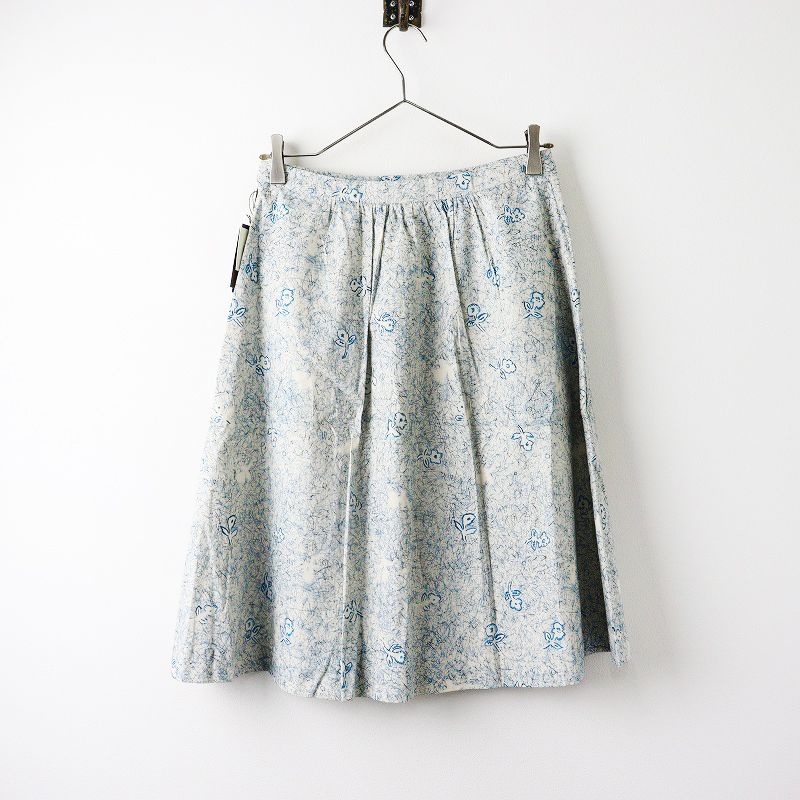 未使用 クレスピ Crespi リバティプリントタックスカート 38/ブルー系  
