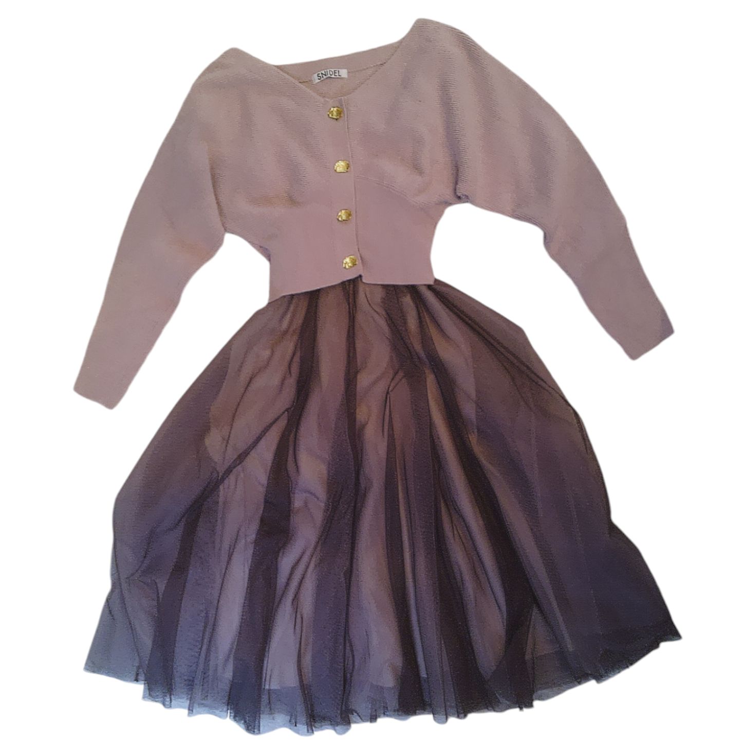 美品】SNIDEL チュールコンビクロップドニットワンピース Mサイズ 