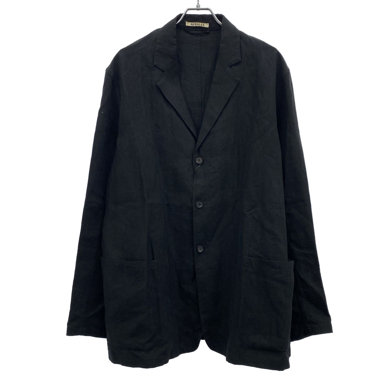 AURALEE オーラリー　リネンジャケット　ブラックジャケット AURALEE オーラリー 19SS WASHED LINEN JACKET ウォッシュドリネン