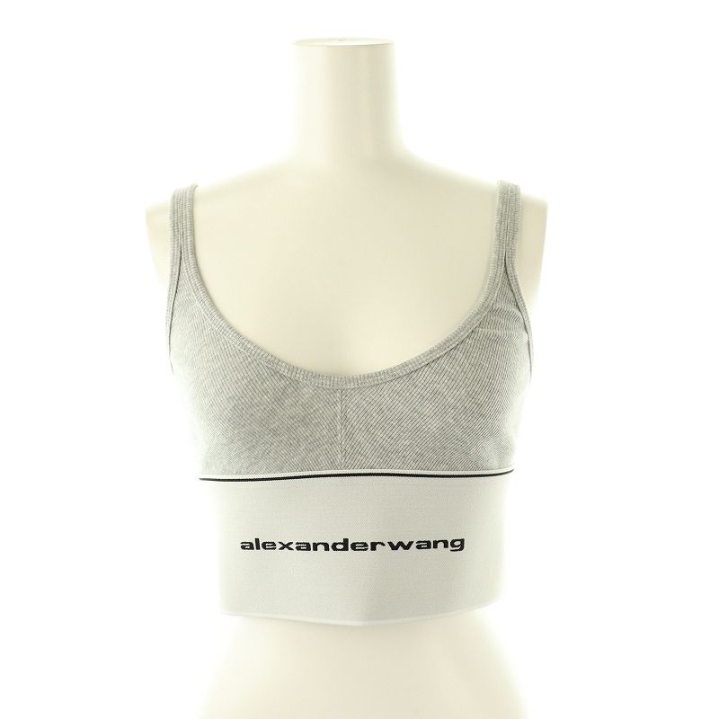 アレキサンダーワン ALEXANDER WANG RIBBED BRA WITH LOGO ELASTIC トップス ノースリーブ ロゴ XS グレー |HK OS