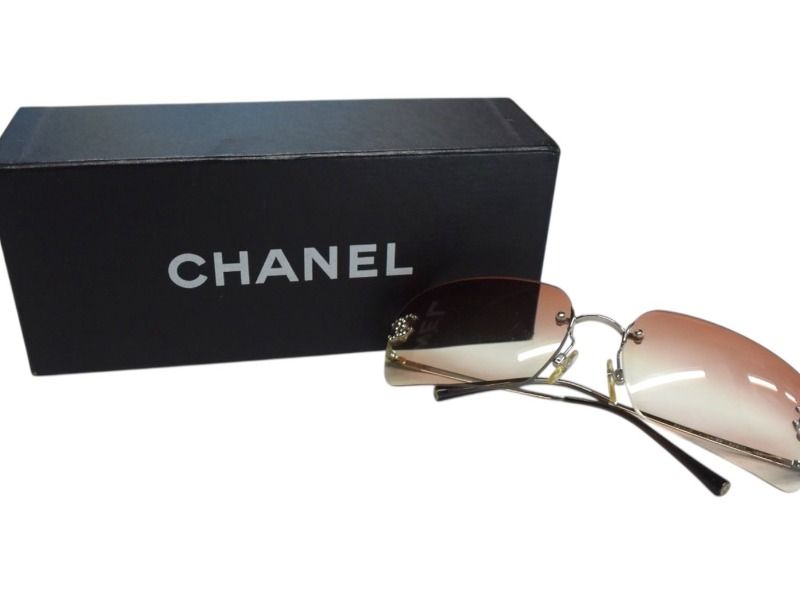 CHANEL シャネル リムレス サングラス 4017-D c.124|89 サイズ62□17 120 ココマーク ラインストーン ピンク系 グラデーション 4b003213