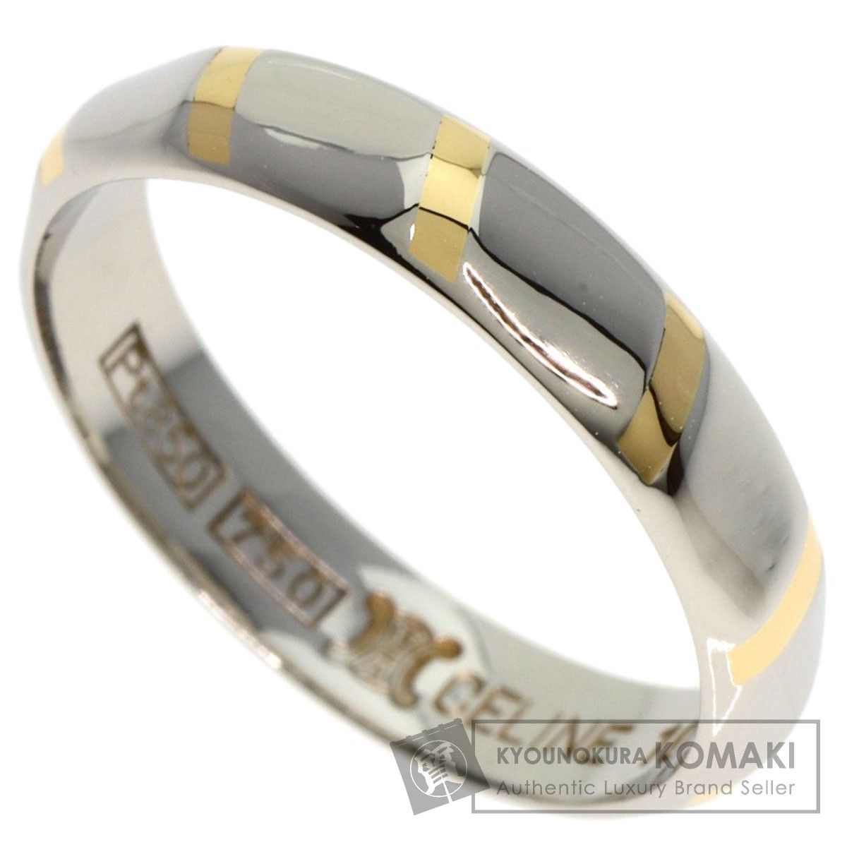 【磨き済】セリーヌ PT850 750 コンビ リング 約10号 6403 CELINE セリーヌ コンビ #10 リング・指輪 PT850 K18YG レディース