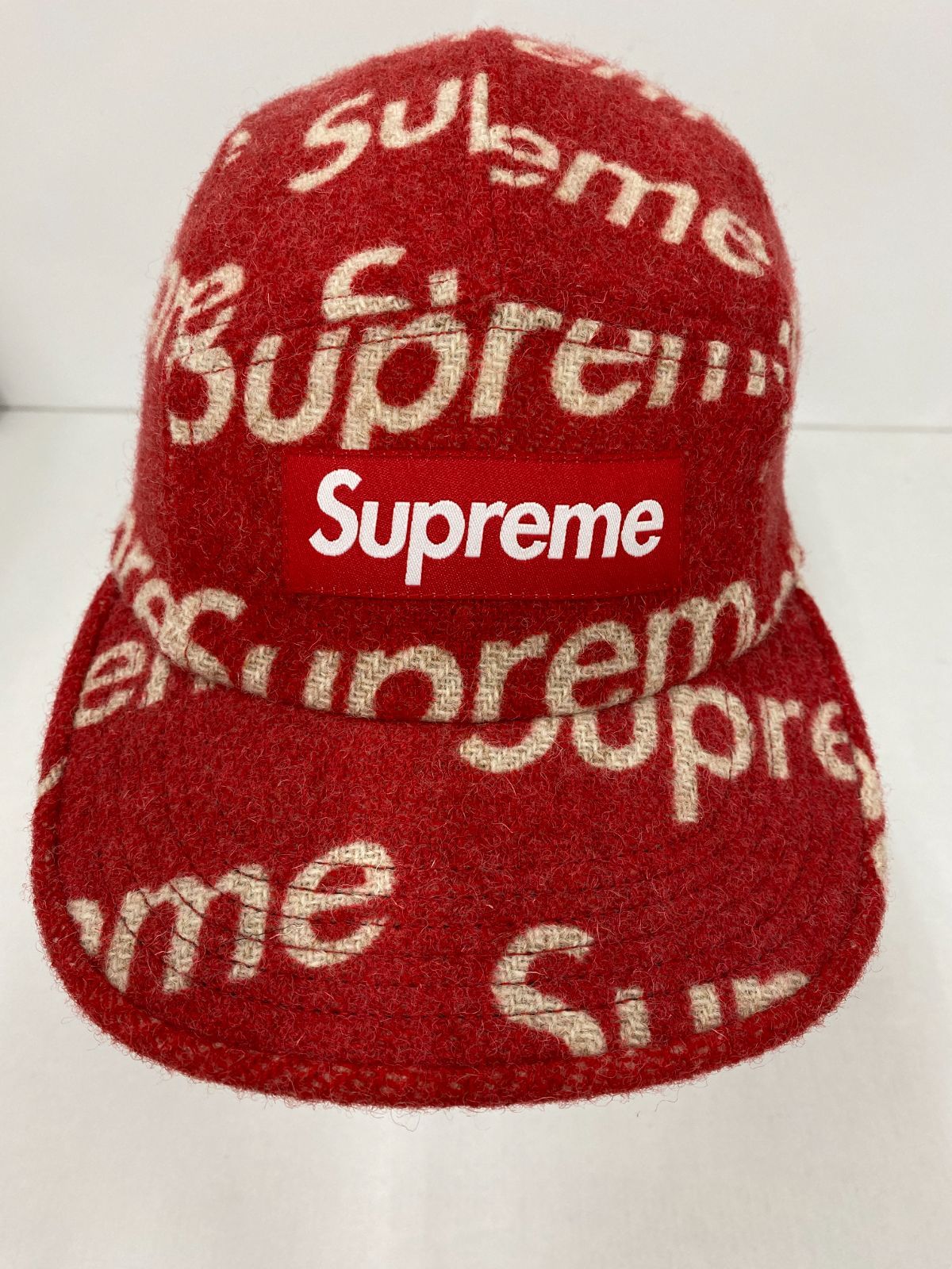 SUPREME × HARRIS TWEED CAMP CAP フリー 赤 【中古】【74-20240511-B