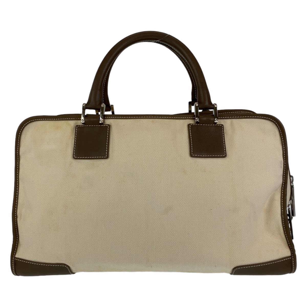 LOEWE ロエベ アマソナ ベージュ 薄茶色 シルバー金具 キャンバス 