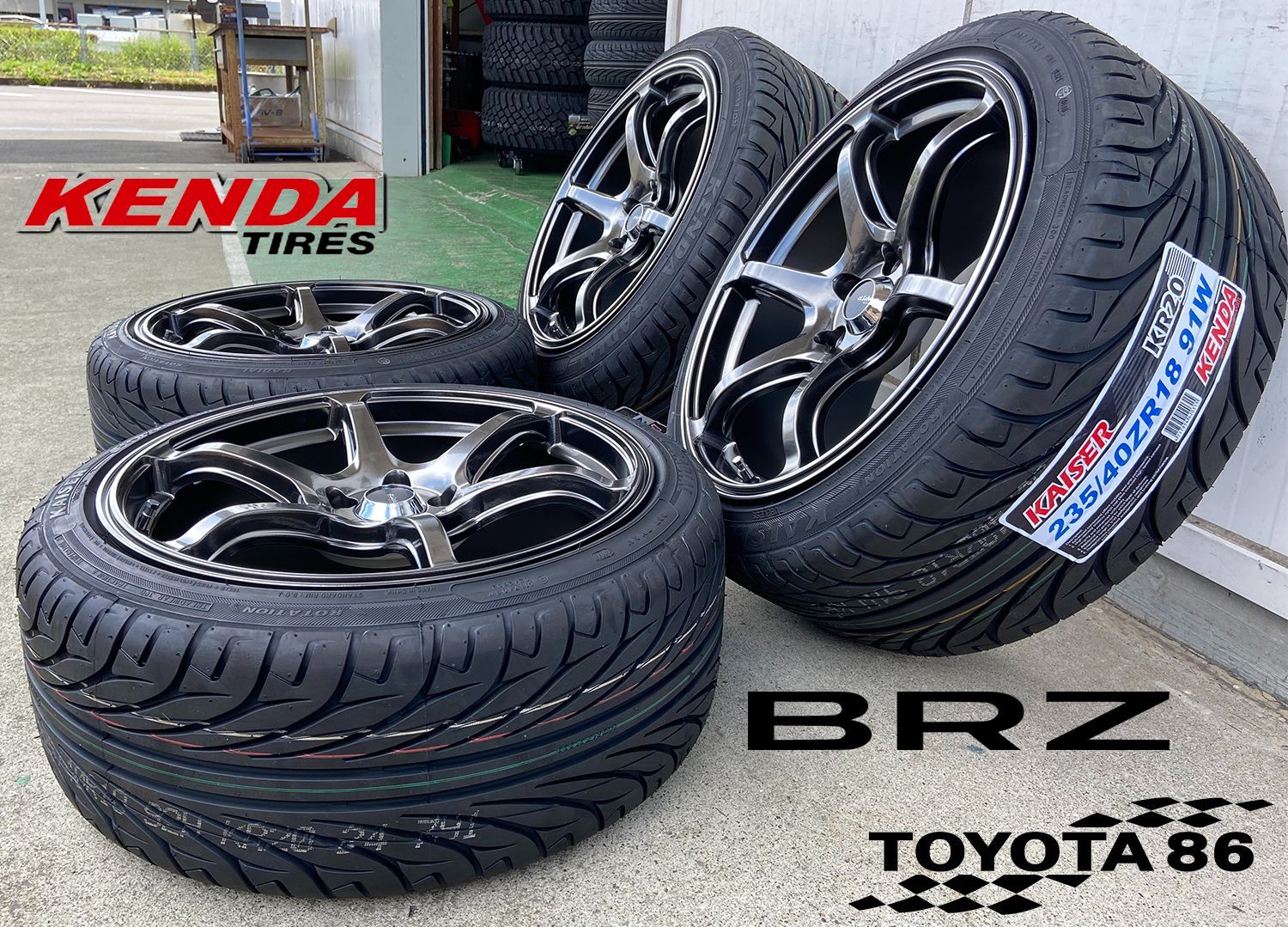 86 BRZ タイヤホイールセット 18インチ【フロント 8.5J】【リア 9.5J 】 KENDA KR20 225/40R18 235/40R18  大人気セット Acht6 - メルカリ