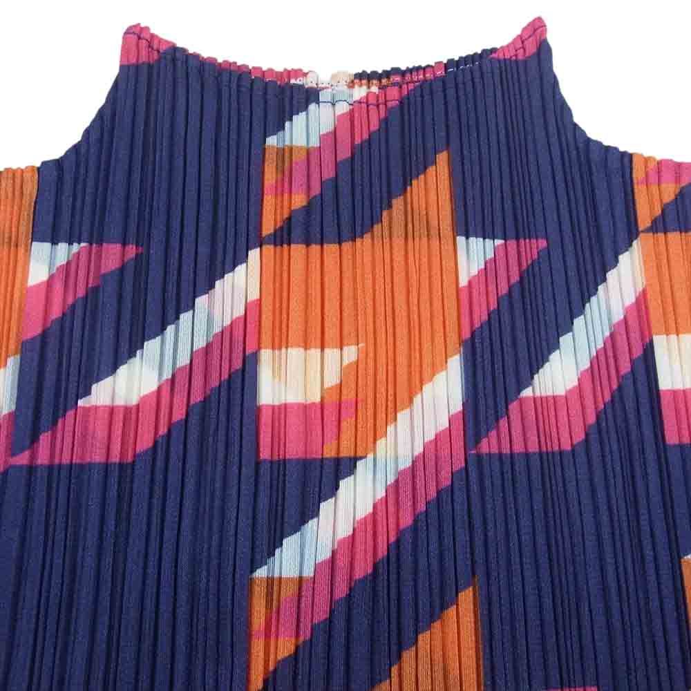 PLEATS PLEASE プリーツプリーズ イッセイミヤケ PP11-JK711 プリーツ加工 総柄 ボトルネック カットソー 長袖 マルチカラー系 3【美品】【中古】 PLEATS PLEASE プリーツプリーズ イッセイミヤケ PP11-JK711 プリーツ