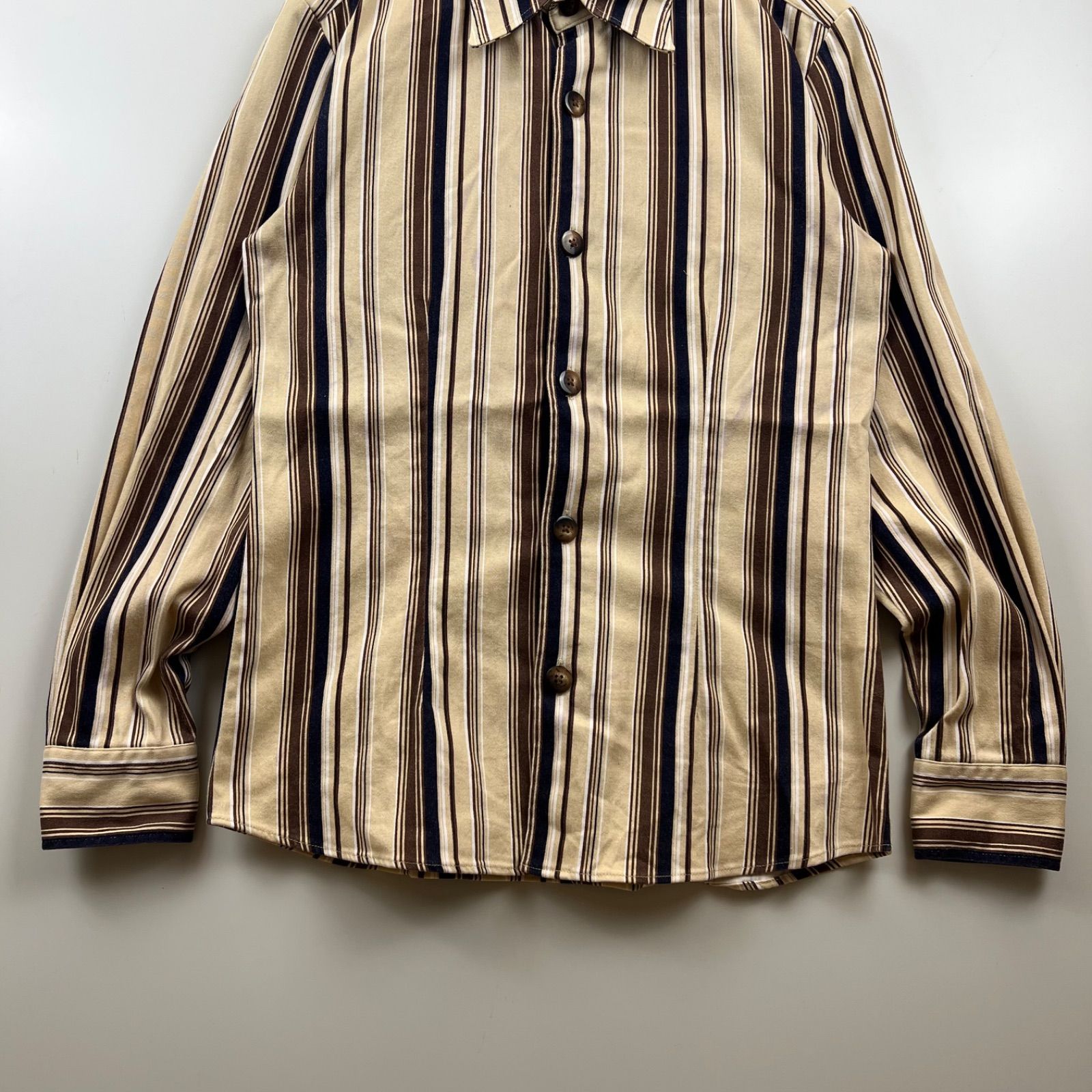 TORNADO MART 00s y2k stretch stripes L/S shirts L トルネード