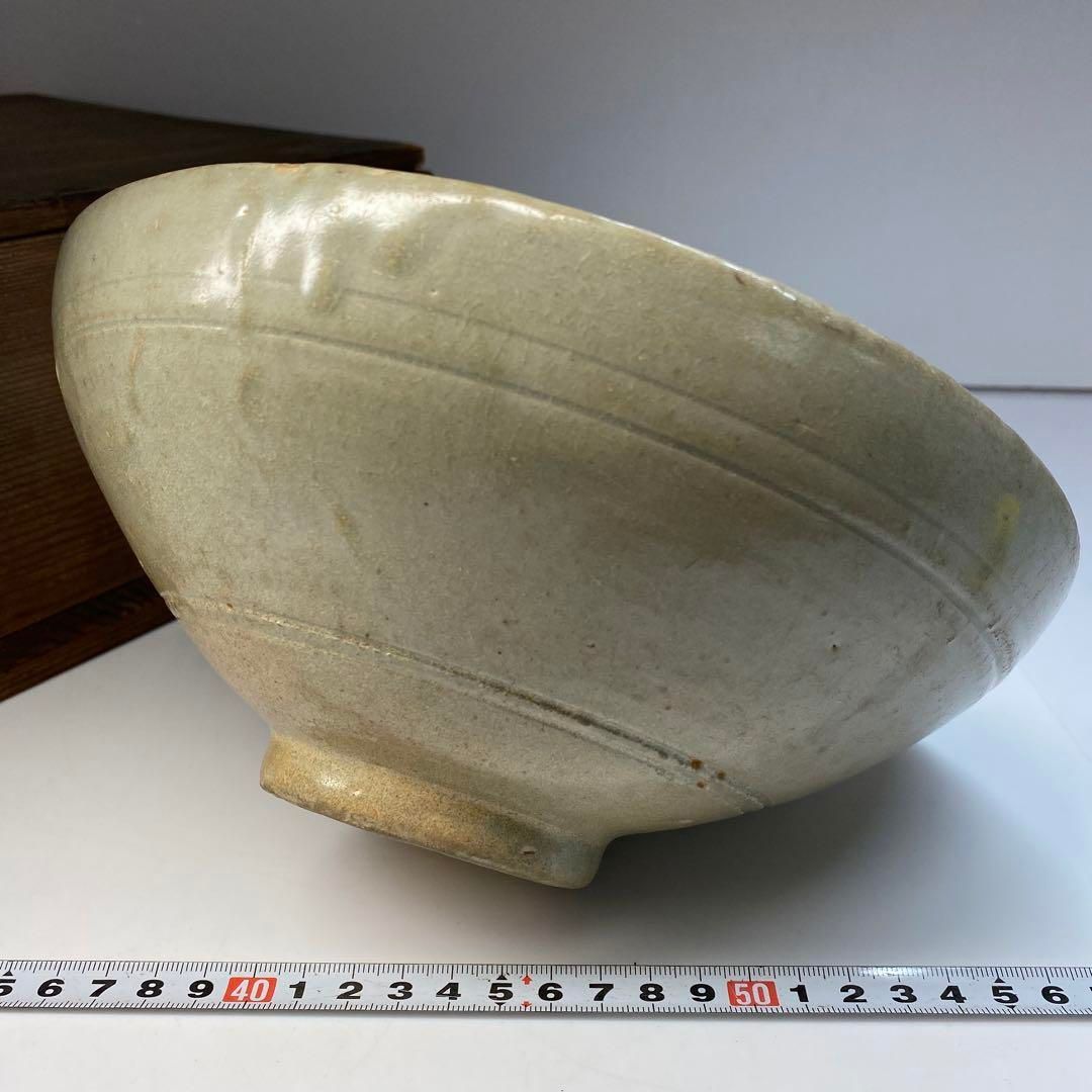 高麗青磁線文鉢 木 幅約22.5㎝ 本Y6-0509 1F