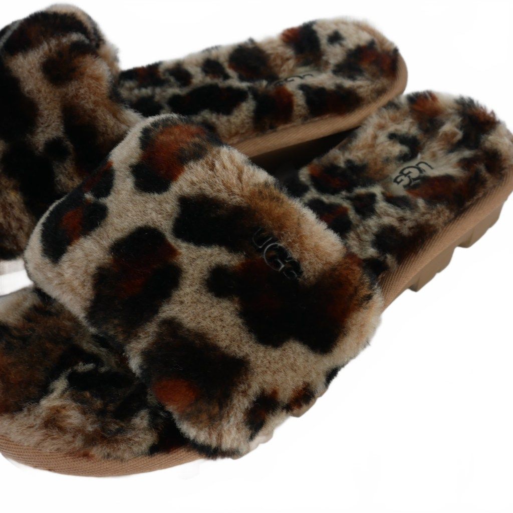 美品　ugg  アグ　ファー　サンダル　レオパード 美品】✨UGG アグ 25cm フラッフイヤーサンダル レオパード